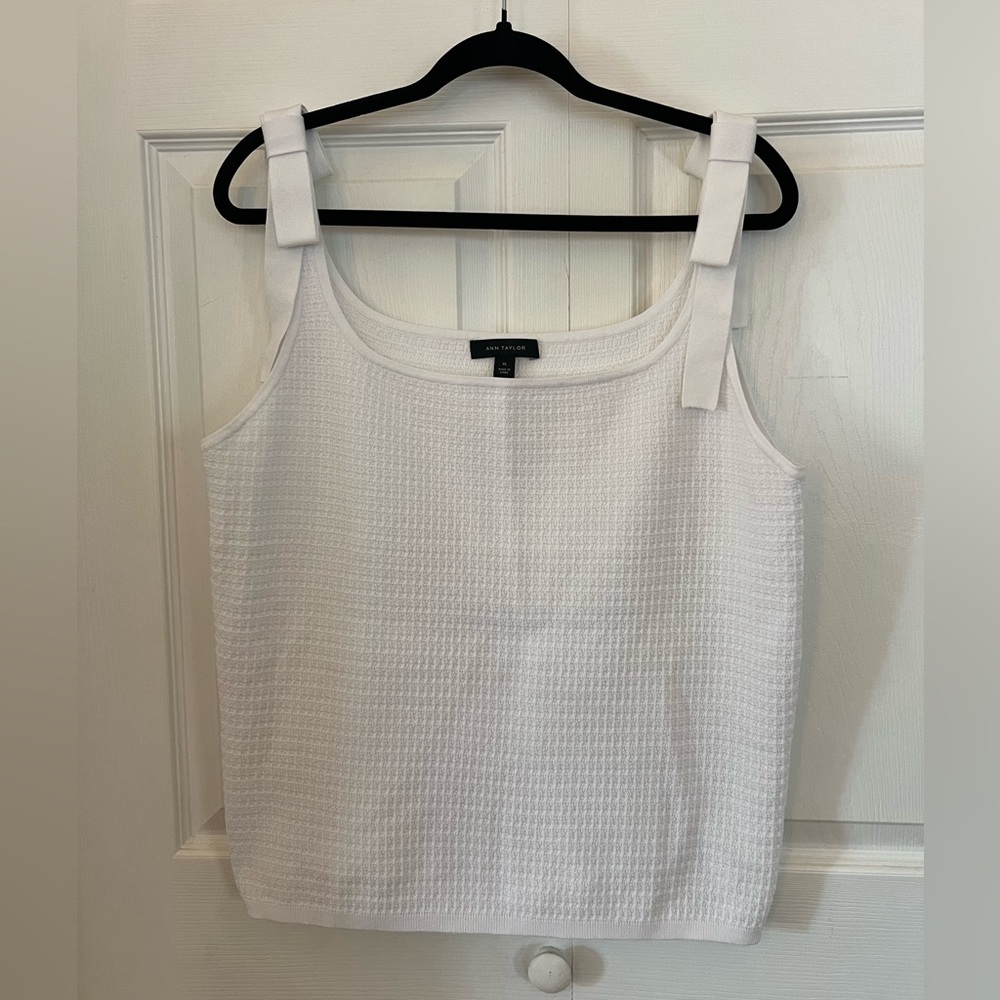 White bow-strap Ann Taylor top